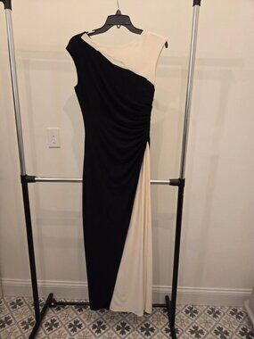 Lauren Ralph Lauren Color Block Black White With Slit Dress